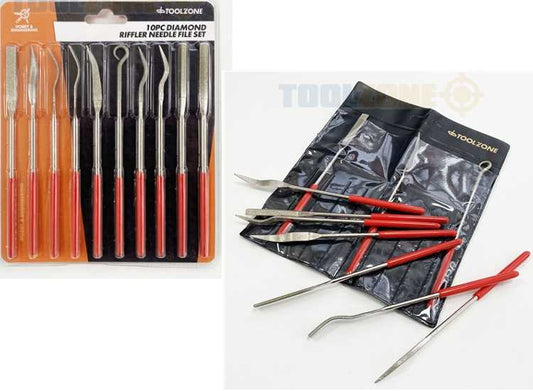 - Toolzone - 10 Piece Diamond Riffler Needle Files