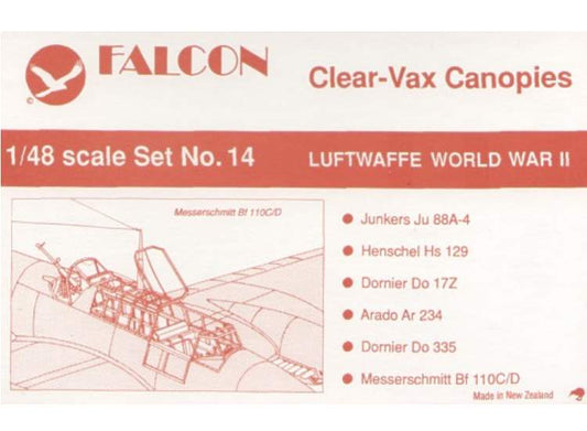 1/48 Falcon - Clear Vax Canopies Set 14: Luftwaffe World War II