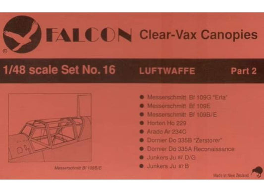 1/48 Falcon - Clear Vax Canopies Set 16: Luftwaffe Part 2