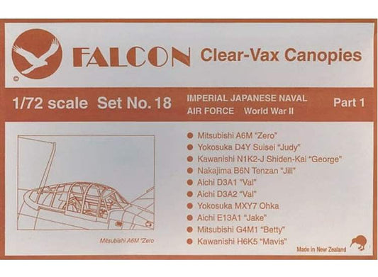 1/72 Falcon - Clear Vax Canopies Set 18: IJN Air Force Part 1