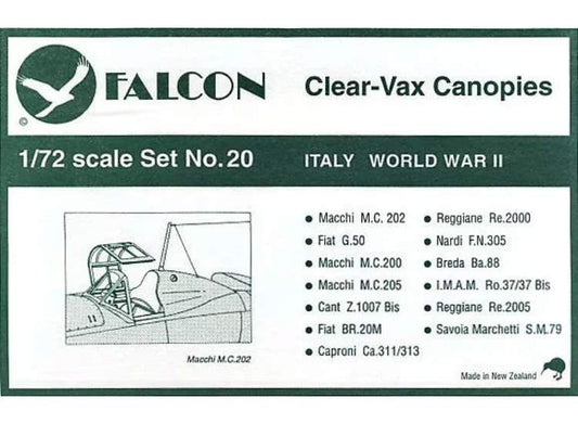 1/72 Falcon - Clear Vax Canopies Set 20: Italy WWII