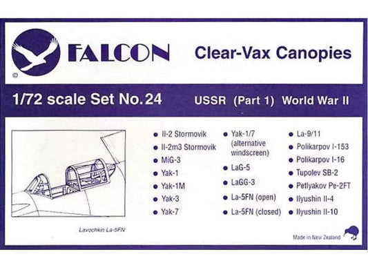 1/72 Falcon - Clear Vax Canopies Set 24: USSR (Part 1) WW II
