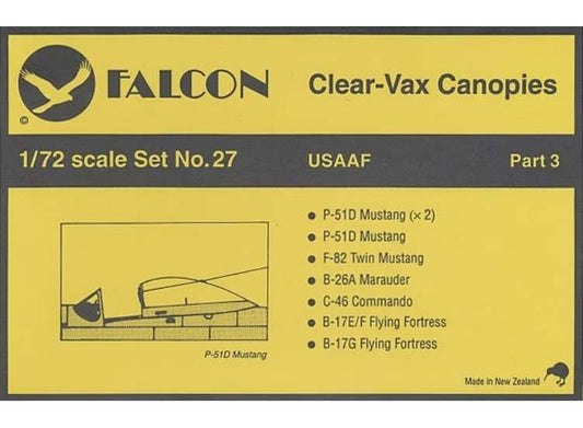 1/72 Falcon - Clear Vax Canopies Set 27: USAAF Part 3
