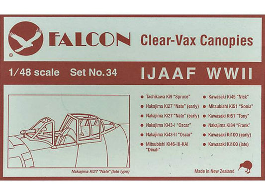 1/48 Falcon - Clear Vax Canopies Set 34: IJAAF Air Force WWII