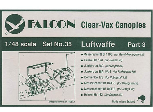 1/48 Falcon - Clear Vax Canopies Set 35: Luftwaffe Part 3