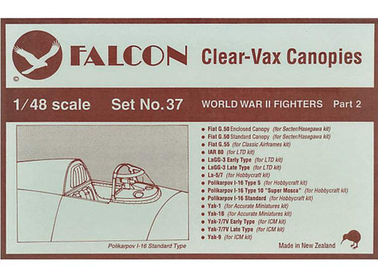 1/48 Falcon - Clear Vax Canopies Set 37: WWII Fighters Part 2