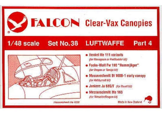 1/48 Falcon - Clear Vax Canopies Set 38: Luftwaffe Part 4