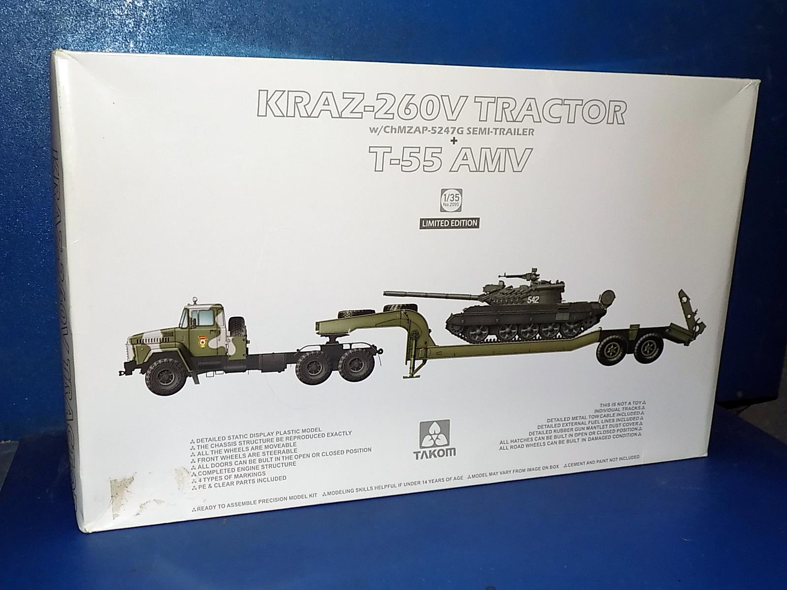 1/35 Takom - KRAZ-260V Tractor w/5247G Semi Trailer & T-55AMV
