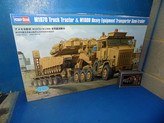 1/35 Hobbyboss - M1070 Truck Tractor & Heavy Equipment Semi Trailer. W/Extra