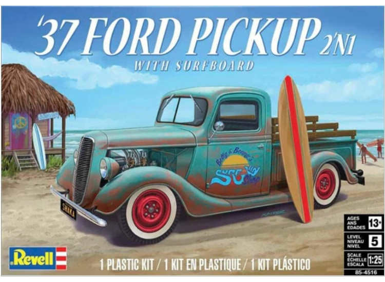1/25 Revell Monogram - 1937 Ford Pickup w/ surfboard 2 'n 1