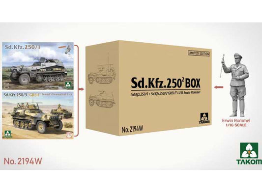 1/35 Takom - Sd.Kfz.250² BOX Sd.Kfz.250/1 + Sd.Kfz.250/3 GREIF + 1/16 Erwin Rommel