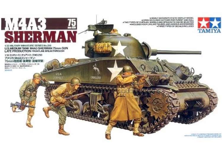 1/35 Tamiya - M4A3 Sherman w/75mm Gun & 3 figs.