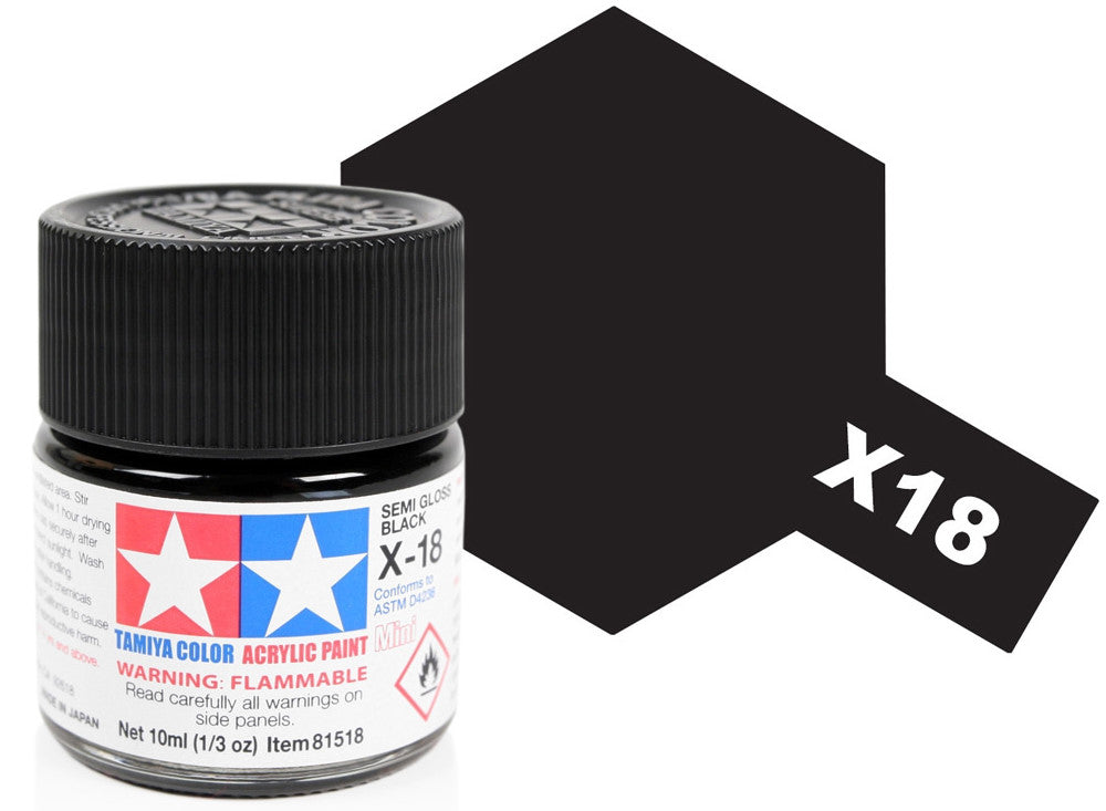 10ml Tamiya - Acrylic Mini X18 Semi Gloss Black