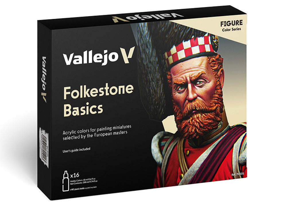 18ml x16 Vallejo - Model Color Acrylic Paint Set - Folkstone Basics