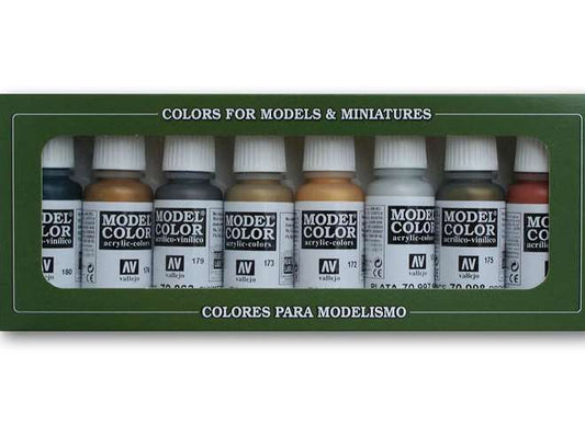 17ml x8 Vallejo - Model Color Acrylic Paint Set - Metallic Colours