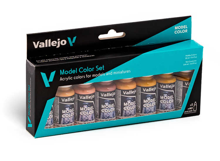 18ml x 8 Vallejo - Model Colour Paint Set 70124 - Face and Skin Tones