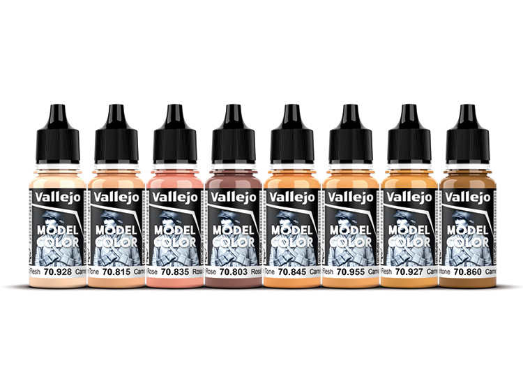 18ml x 8 Vallejo - Model Colour Paint Set 70124 - Face and Skin Tones