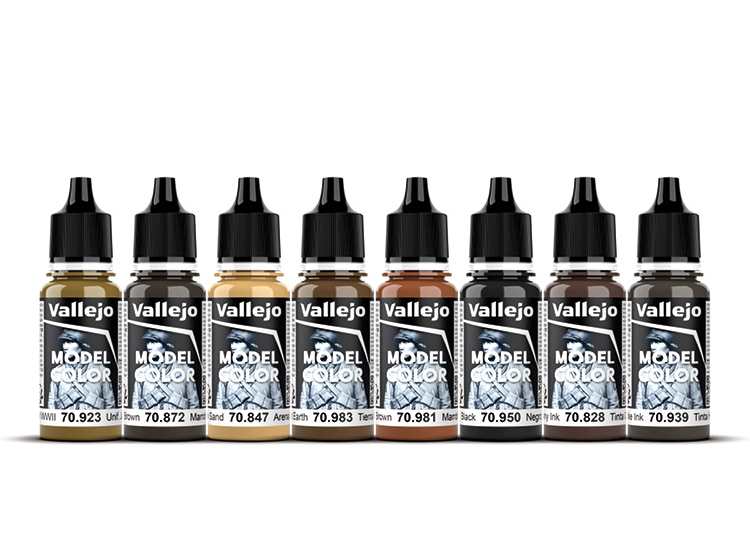 18ml x8 Vallejo - Model Color Acrylic Paint Set - Wood and Leather