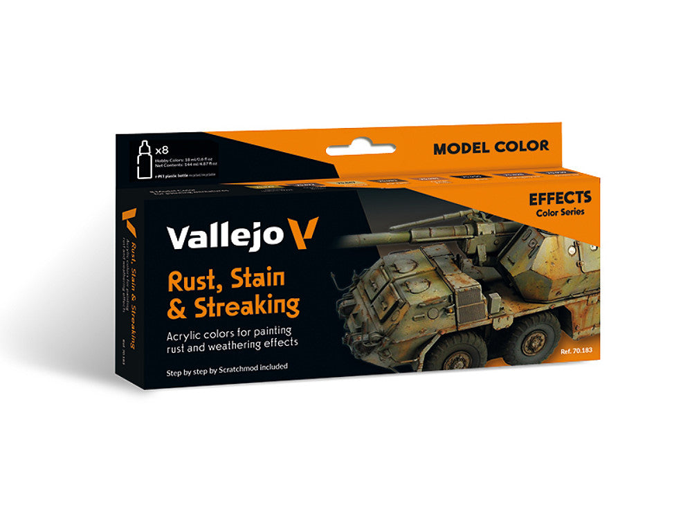 18ml x8 Vallejo - Model Color Acrylic Paint Set - Rust, Stain, Streaking