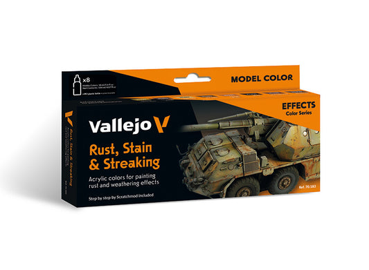 18ml x8 Vallejo - Model Color Acrylic Paint Set - Rust, Stain, Streaking