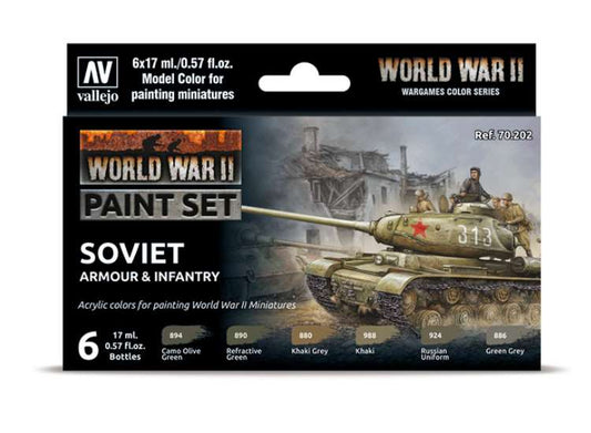 17ml x6 Vallejo - Model Color Acrylic Paint Set - WW2 Soviet Armour / Infantry