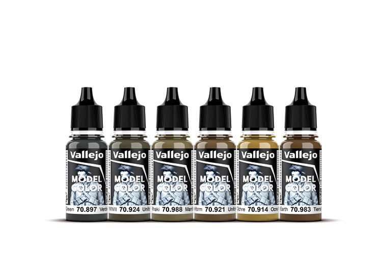 18ml x6 Vallejo - Model Color Acrylic Paint Set - WWII British Amour / Infantry