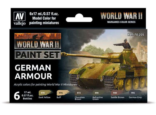 18ml x6 Vallejo - Model Color Acrylic Paint Set - WWII German Armour