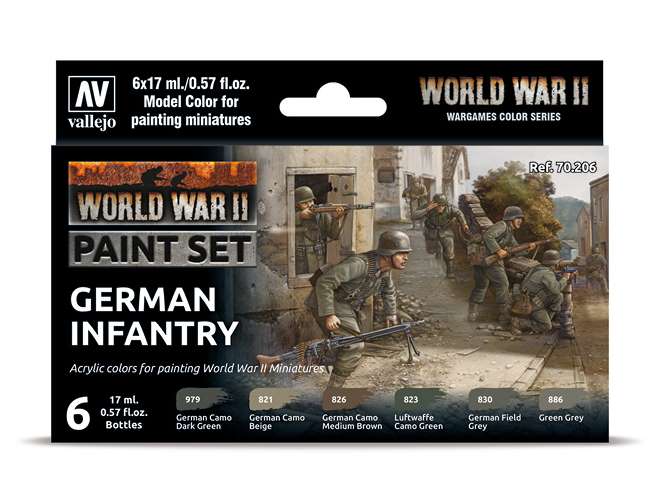 17ml x6 Vallejo - Model Color Acrylic Paint Set - WWII German Infantry