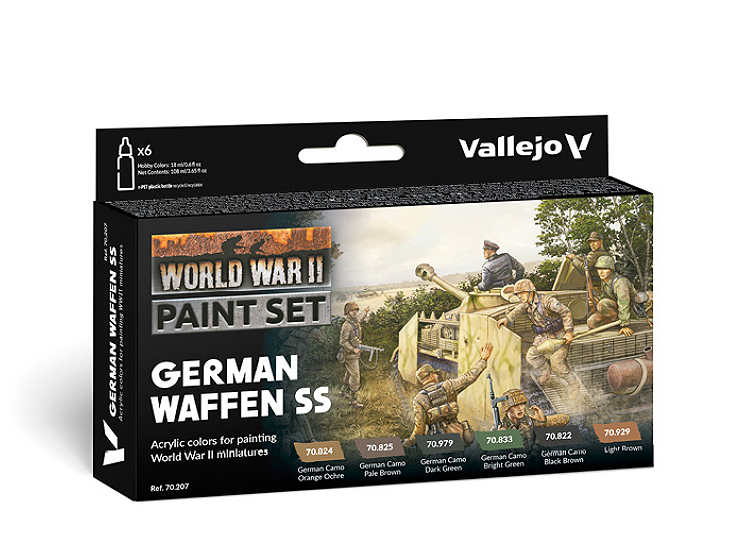 18ml x6 Vallejo - Model Color Acrylic Paint Set - German Waffen SS