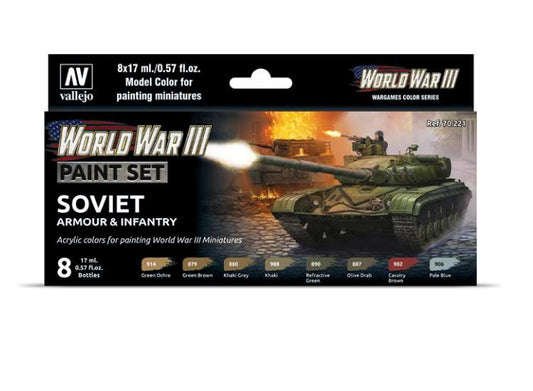 17ml x 8 Vallejo - Model Color Acrylic Paint Set - WWIII Soviet Armour / Infantry