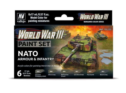 17ml x6 Vallejo - Model Color Acrylic Paint Set - WWIII NATO Armour / Infantry