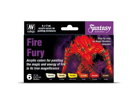 17ml x 6 Vallejo - Model Color Acrylic Paint Set - Fire Fury