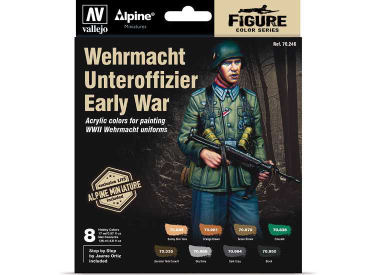 17ml x 8 Vallejo - Model Color Acrylic Paint Set - Alpine Wehrmacht Unteroffizier Early War