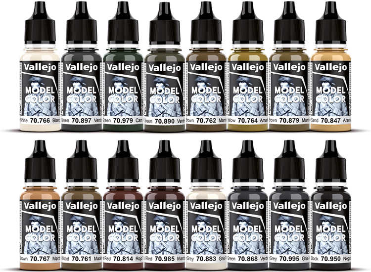 18ml x16 Vallejo - Model Color Acrylic Paint Set - German AFV WWII