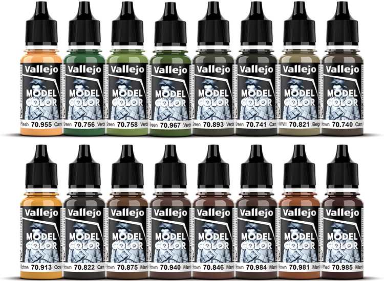 18ml x16 Vallejo - Model Color Acrylic Paint Set - German Camouflage Uniforms WWII