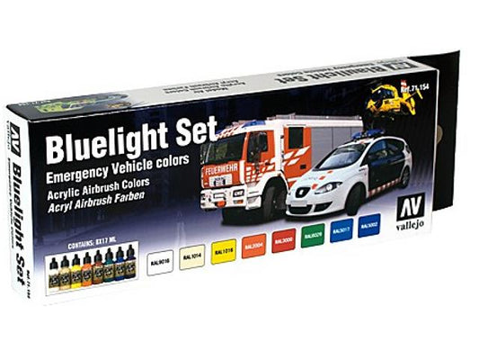 17ml x 8 Vallejo - Model Air Set - Bluelight - Emergency Vehicle Colours