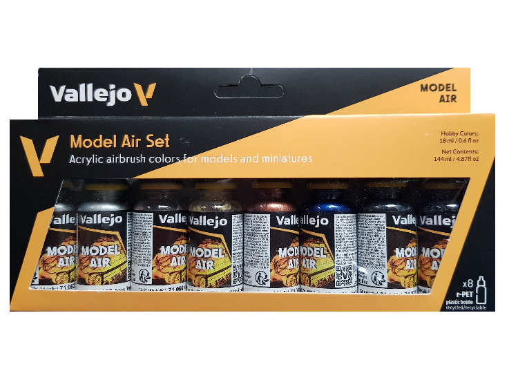 18ml x 8 Vallejo - Model Air Set - Metallic Colours