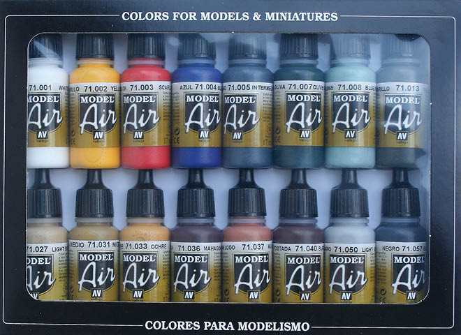 17ml x16 Vallejo - Model Air Set - Basic Colours (x16)