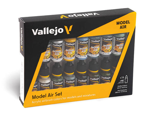 18ml x16 Vallejo - Model Air Paint Set - WWII British RAF and FAA