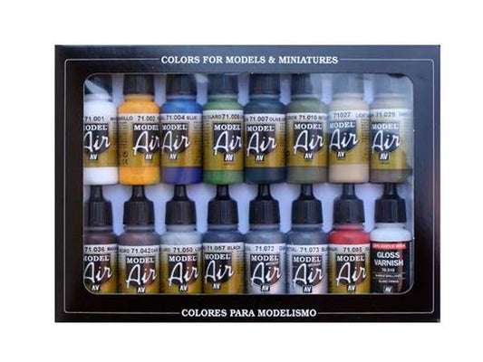 17ml x 16 Vallejo - Model Air Acrylic Paint Colours - Building Set