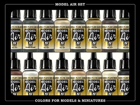 17ml x 16 Vallejo - Model Air Set  - WWII German Colour. Europe & Africa