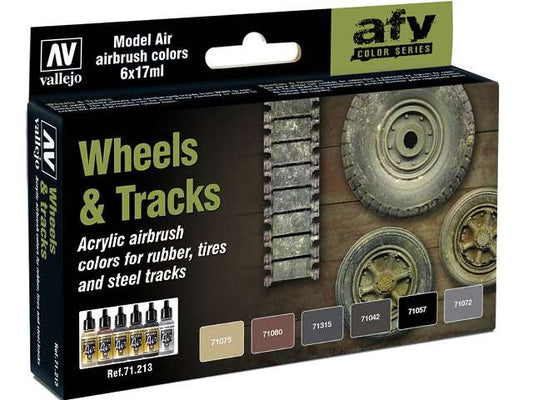 17ml x 6 Vallejo - Model Air Paint Set - Wheels & Tracks