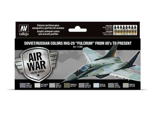 17ml x8 Vallejo - Model Air Acrylic Paint Set - Soviet/Russian MiG-29 Fulcrum from 80’s to present