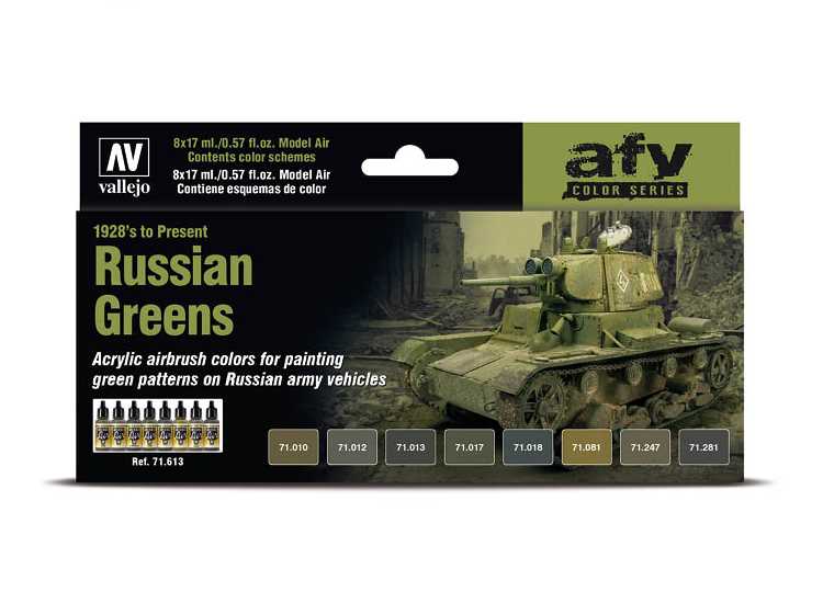 17ml x8 Vallejo - Model Air Acrylic Paint Set - Russian Greens 1928’s to Present