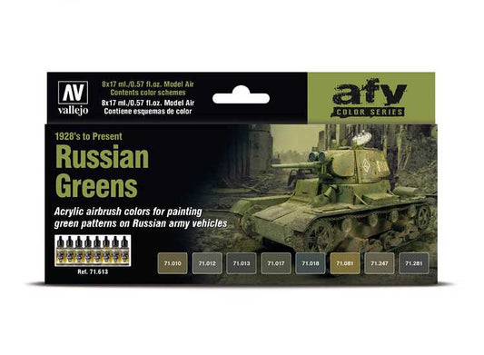 17ml x8 Vallejo - Model Air Acrylic Paint Set - Russian Greens 1928’s to Present