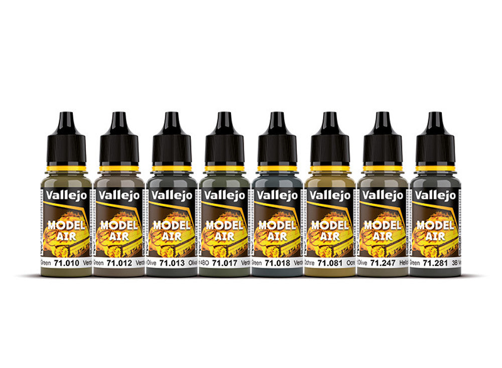 18ml x8 Vallejo - Model Air Acrylic Paint Set - Russian Greens 1928’s to Present
