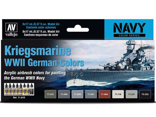 17ml x 8 Vallejo - Model Air Set -  Kriegsmarine WWII German Colours