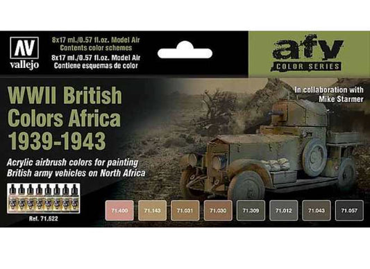 17ml x8 Vallejo - Model Air Paint Set - WWII British Vehicle Colours Africa 1939-43