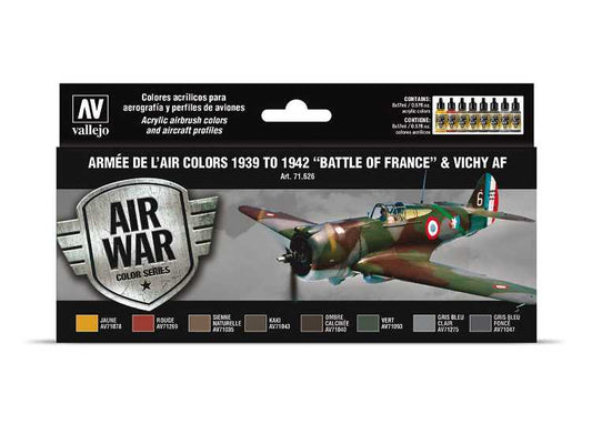 17ml x 8 Vallejo - Model Air Paint Set - Armée de l’Air colors 1939 to 1942 Battle of France & Vichy AF