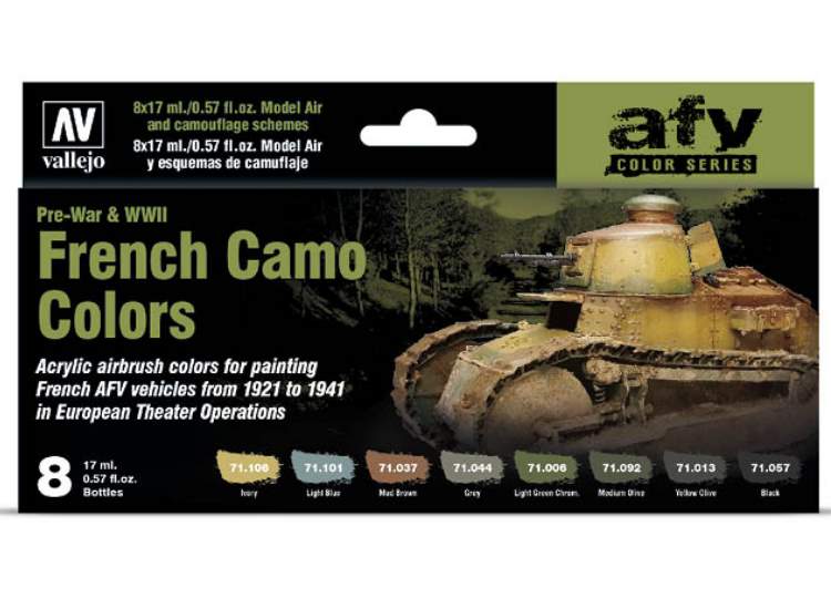 17ml x8 Vallejo - Model Air Paint Set - French Camo Colors Pre-War & WWII